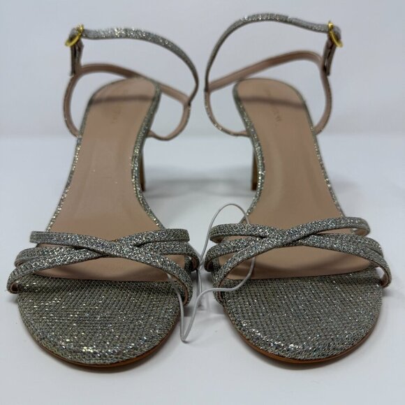 Stuart Weitzman Starla Sparkle Stiletto Heels Womens 10 Silver Gold Strappy NWOB - Picture 5 of 14